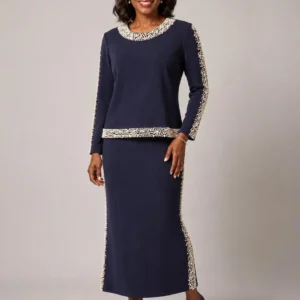 Two Piece Pearl Dress Set (White)