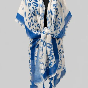 Blue & White Shawl (Animal Print)
