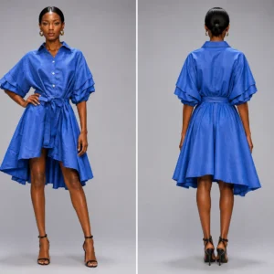 Blue Tiered Sleeve Dress