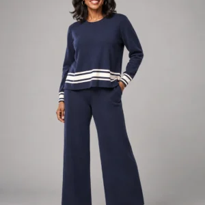 Knit Pants Set Navy Blue