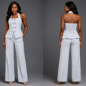 Two Piece Pants Set (Light Blue)