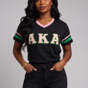 AKA Black V Neck Tee