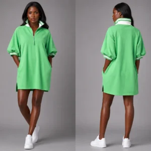 Green Teardrop Applique Mini Dress